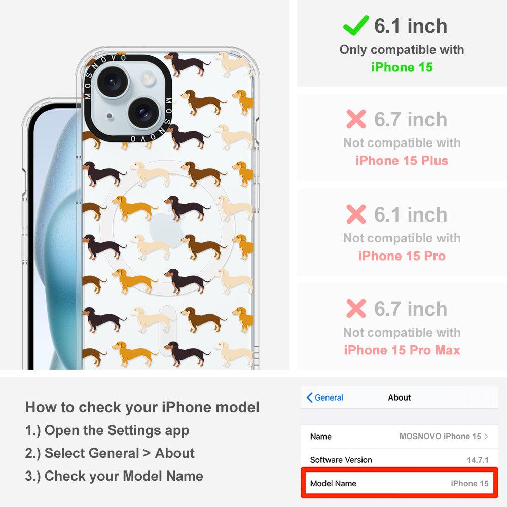 Cute Dachshund Phone Case - iPhone 15 Case Clear With Magsafe