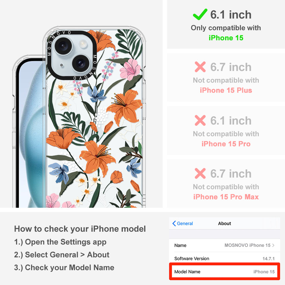 Lily Garden Phone Case - iPhone 15 Case - MOSNOVO