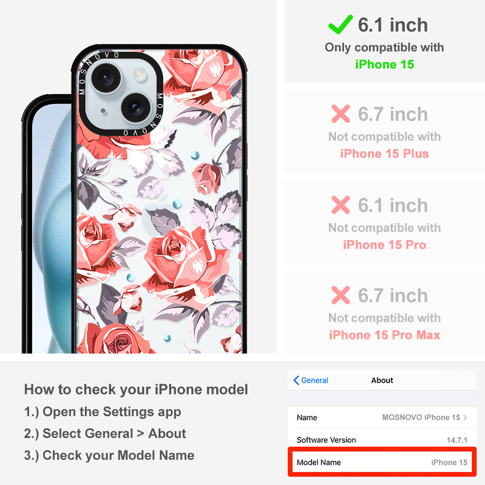 Retro Flower Roses Phone Case - iPhone 15 Case - MOSNOVO
