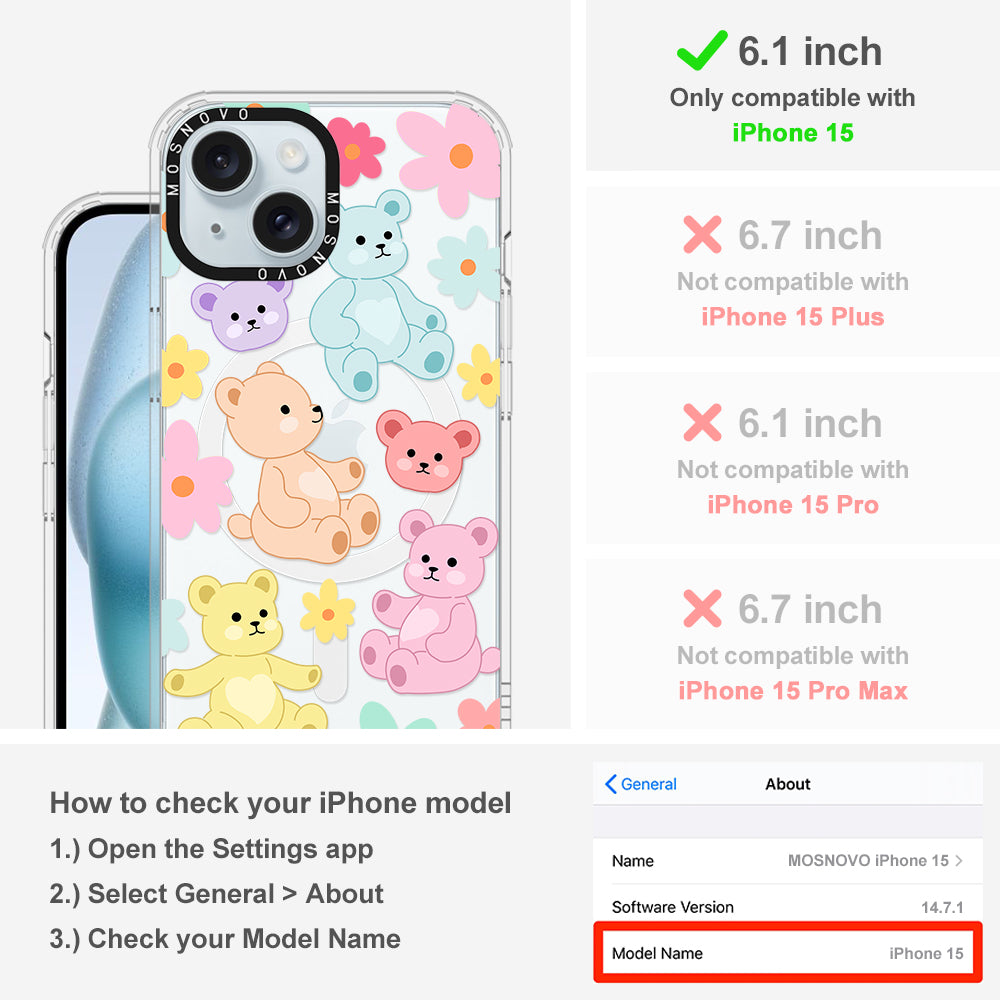 Cute Teddy Bear Phone Case - iPhone 15 Case - MOSNOVO