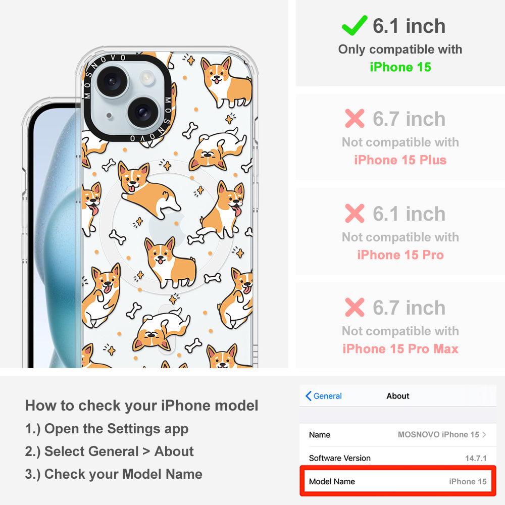 Cute Corgi Phone Case - iPhone 15 Case Clear With Magsafe