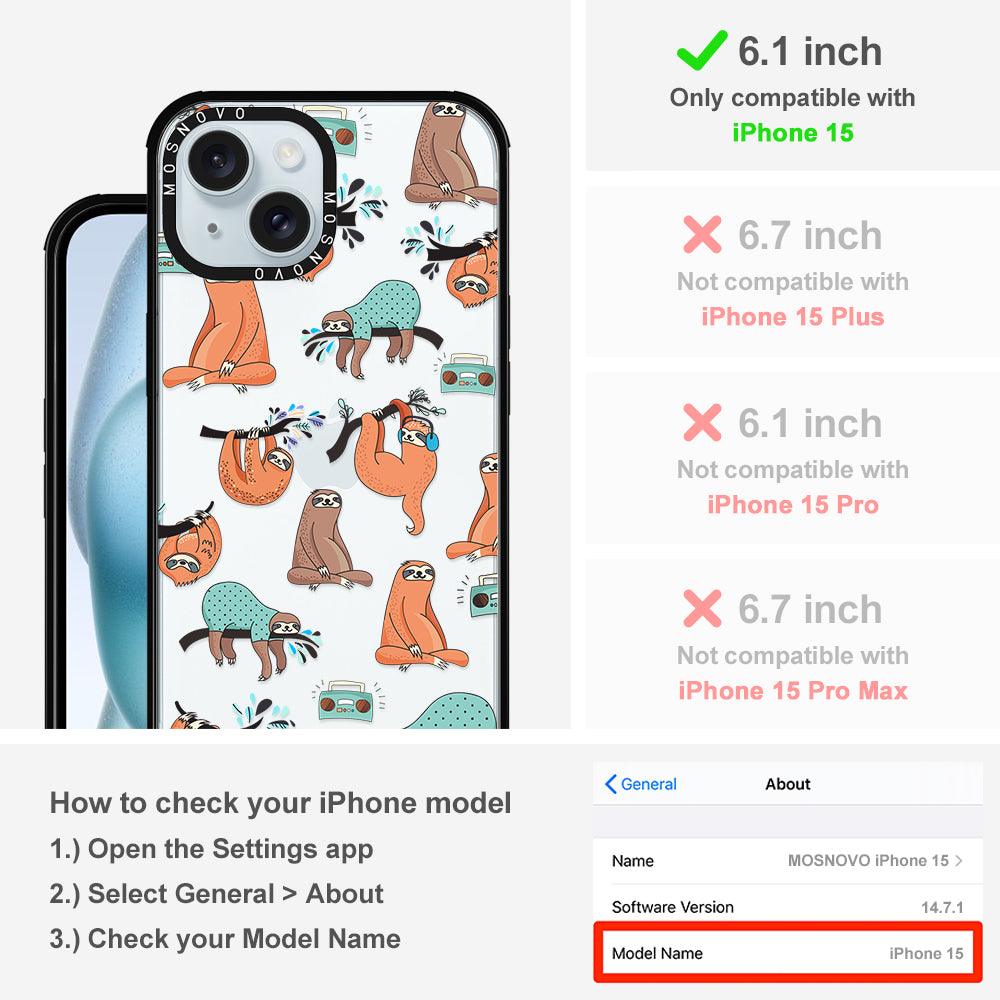 Musical Sloth Phone Case - iPhone 15 Case - MOSNOVO