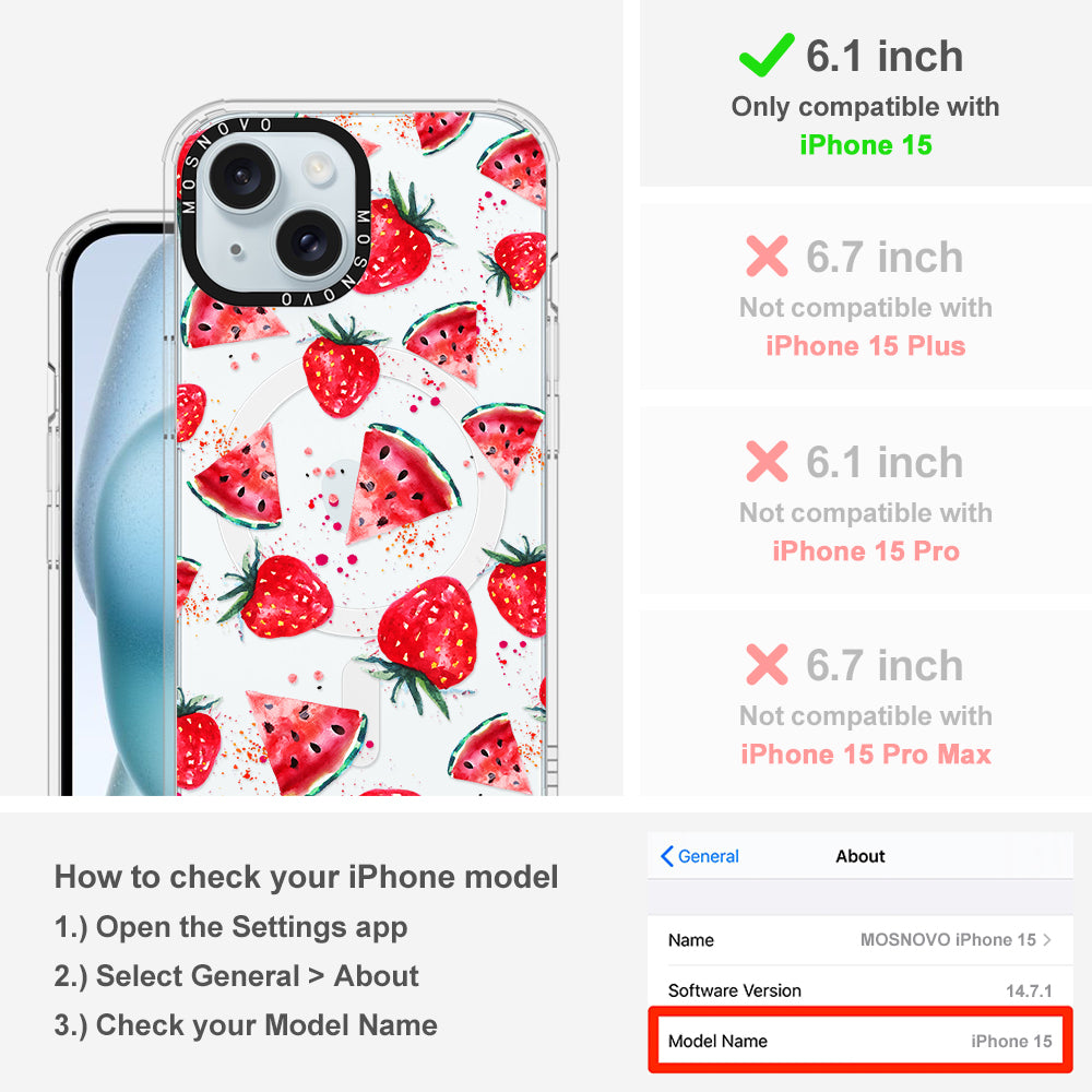 Watermelon and Strawberry Phone Case - iPhone 15 Case - MOSNOVO