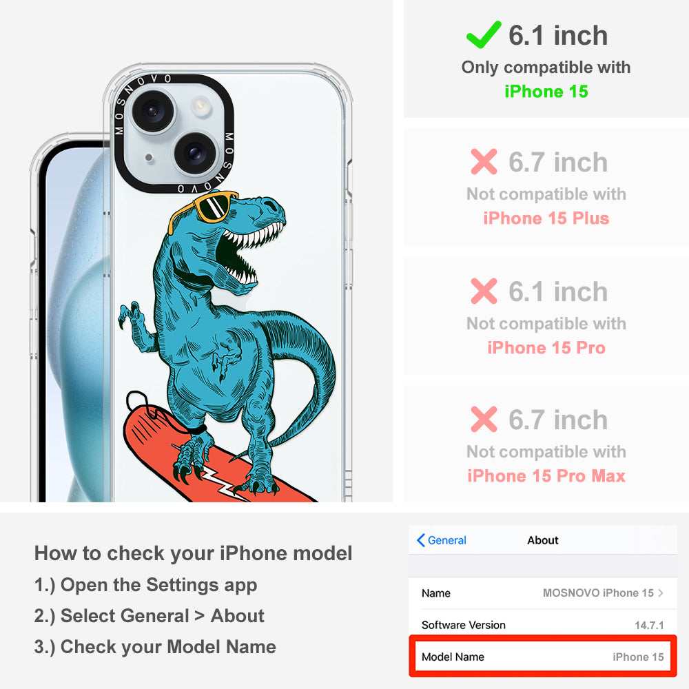 Surfing Dinosaur Phone Case - iPhone 15 Case - MOSNOVO