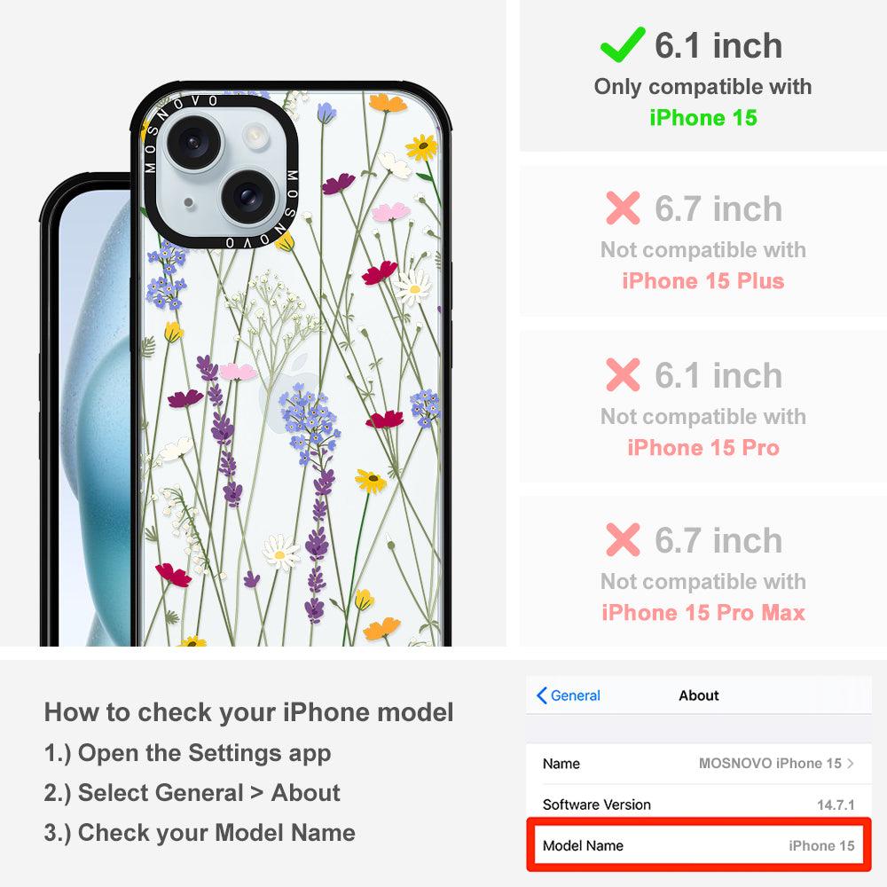 Floral Garden Lavender Daisy Flower Phone Case - iPhone 15 Case - MOSNOVO