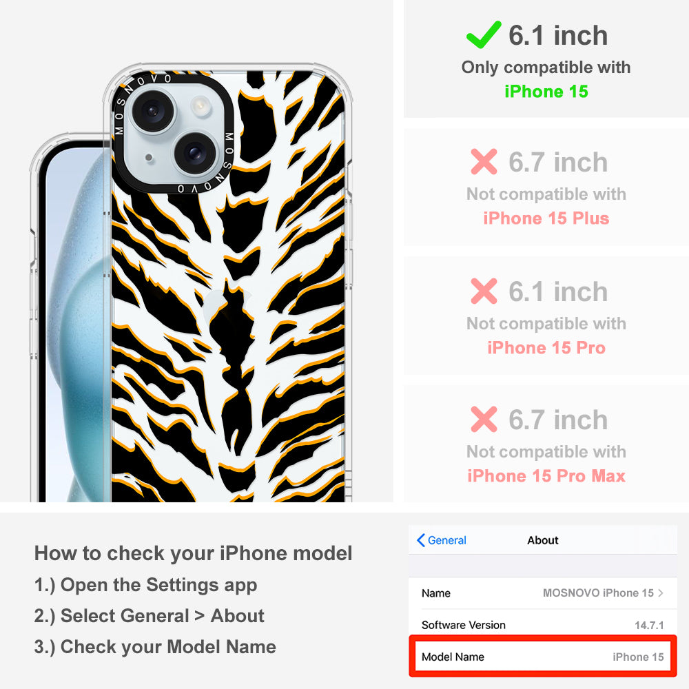 Tiger Print Phone Case - iPhone 15 Case - MOSNOVO