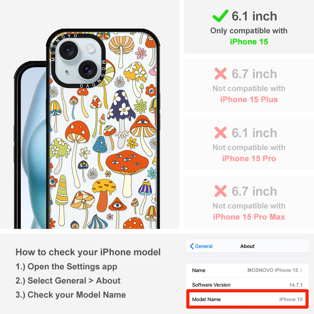 Mushroom Art Phone Case - iPhone 15 Case - MOSNOVO