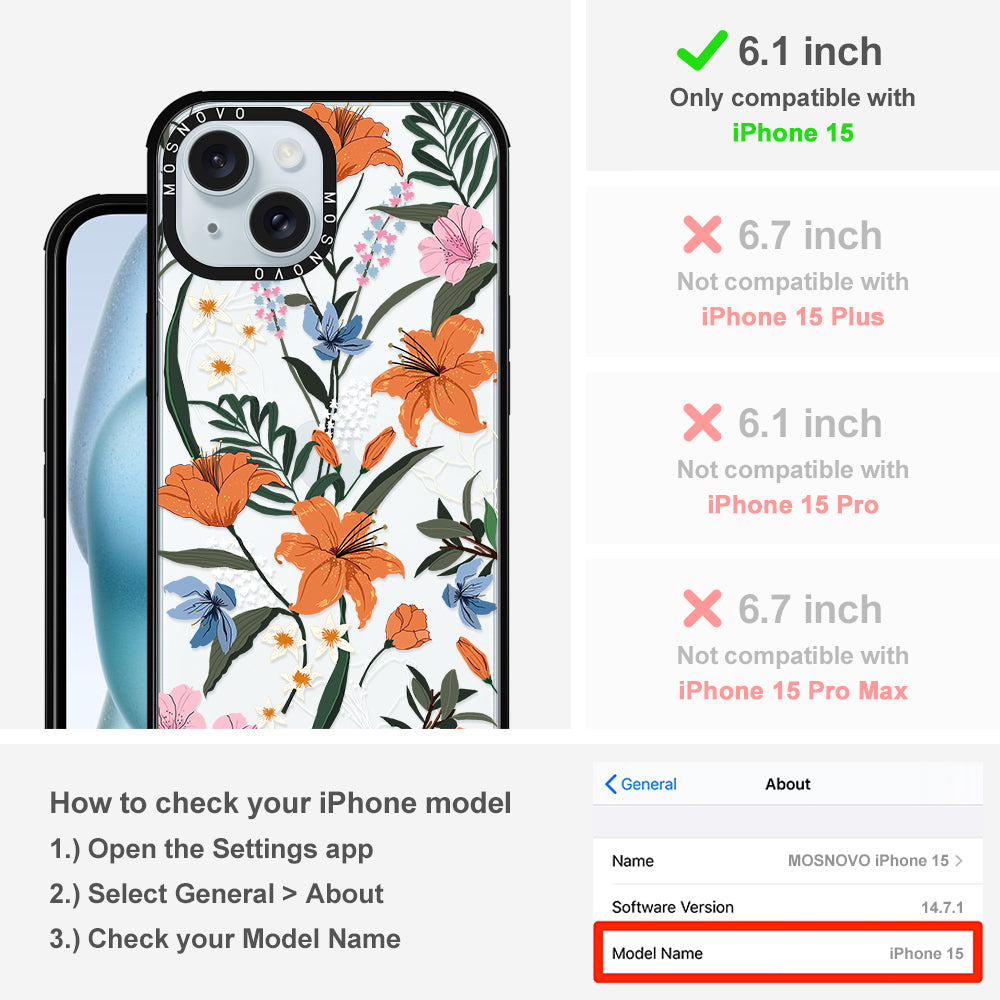 Lily Garden Phone Case - iPhone 15 Case - MOSNOVO