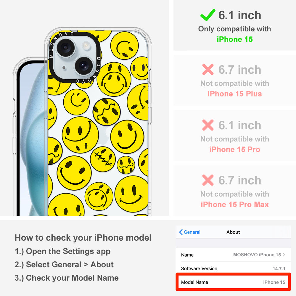 Smiley Face Phone Case - iPhone 15 Case - MOSNOVO