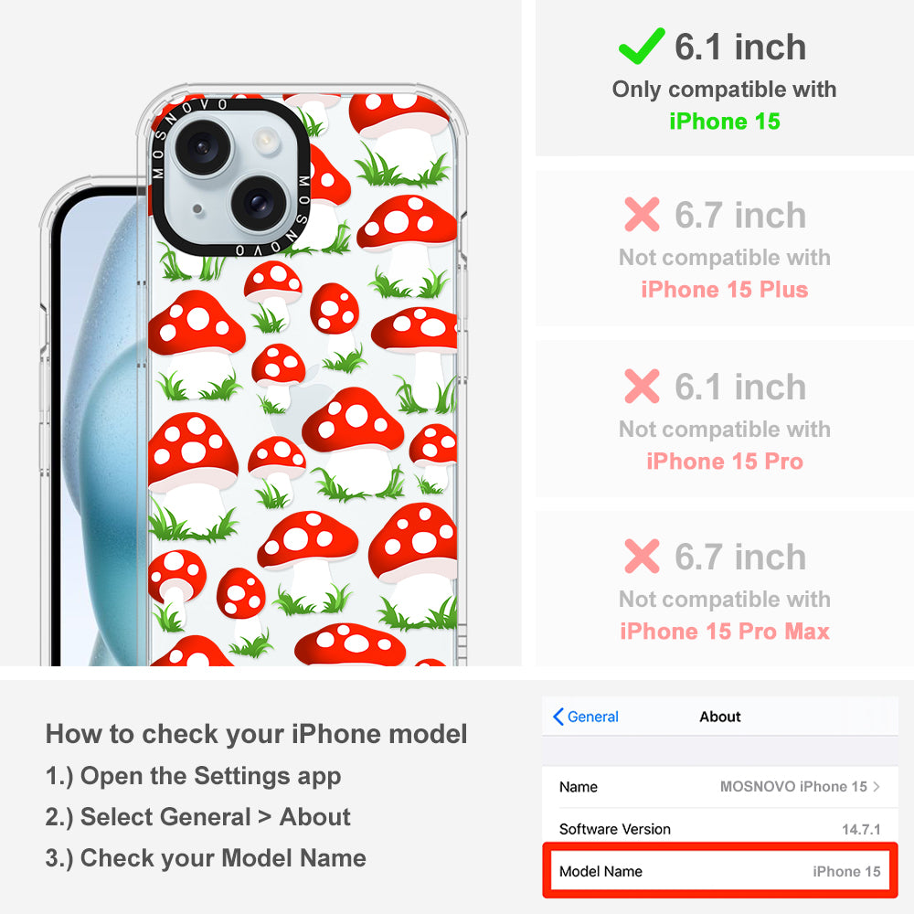 Cute Mushroom Phone Case - iPhone 15 Case - MOSNOVO