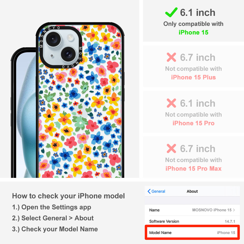 Lovely Floral Flower Phone Case - iPhone 15 Case - MOSNOVO