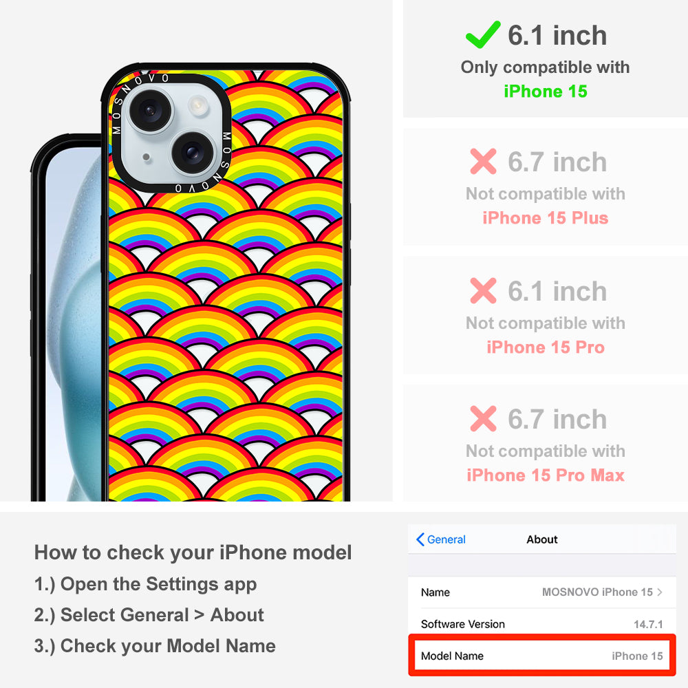 Rainbow Waves Phone Case - iPhone 15 Case - MOSNOVO