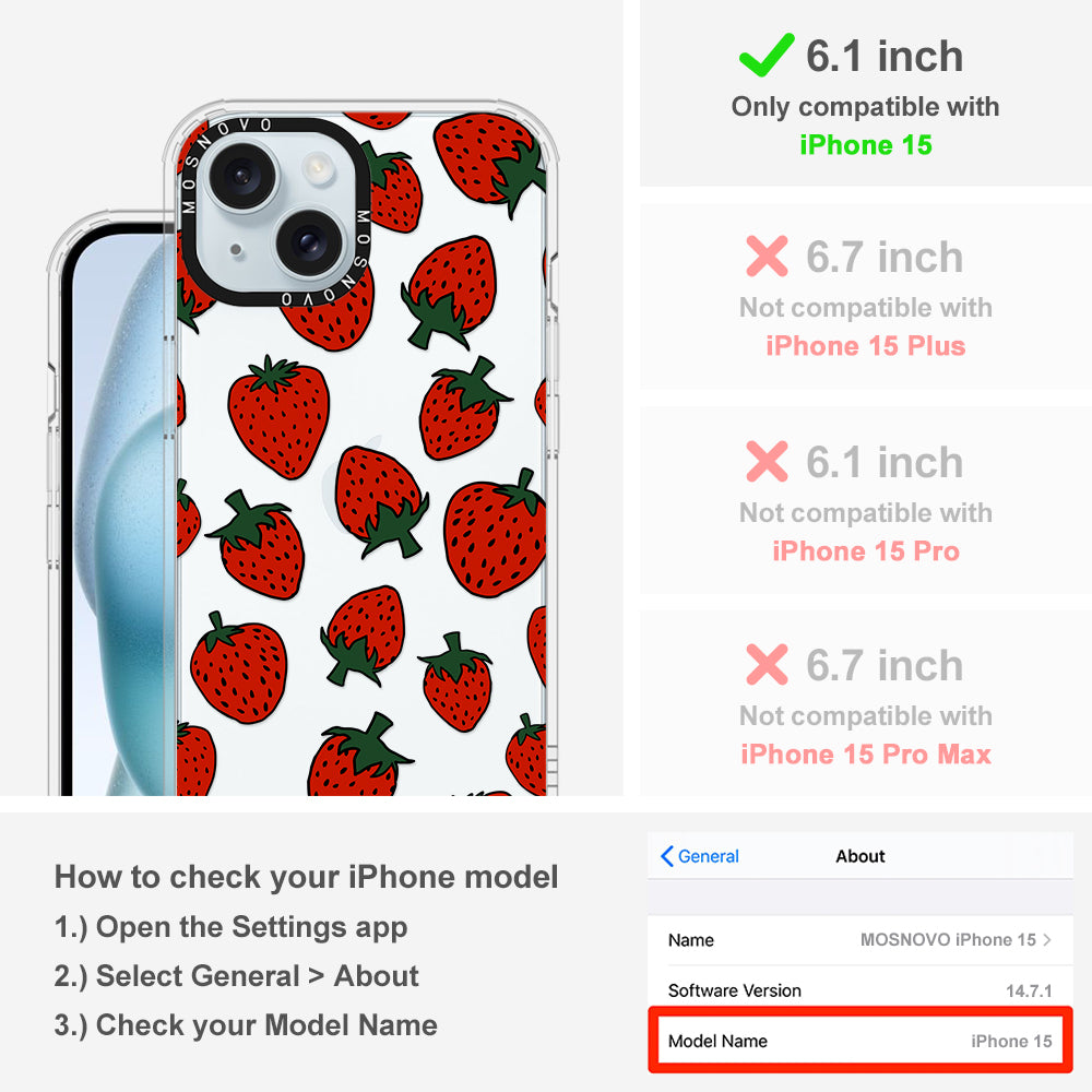 Red Strawberry Phone Case - iPhone 15 Case - MOSNOVO