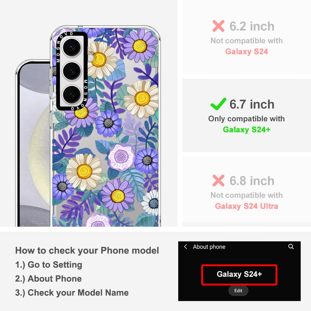 Purple Floral Phone Case - Samsung Galaxy S24 Plus Case - MOSNOVO