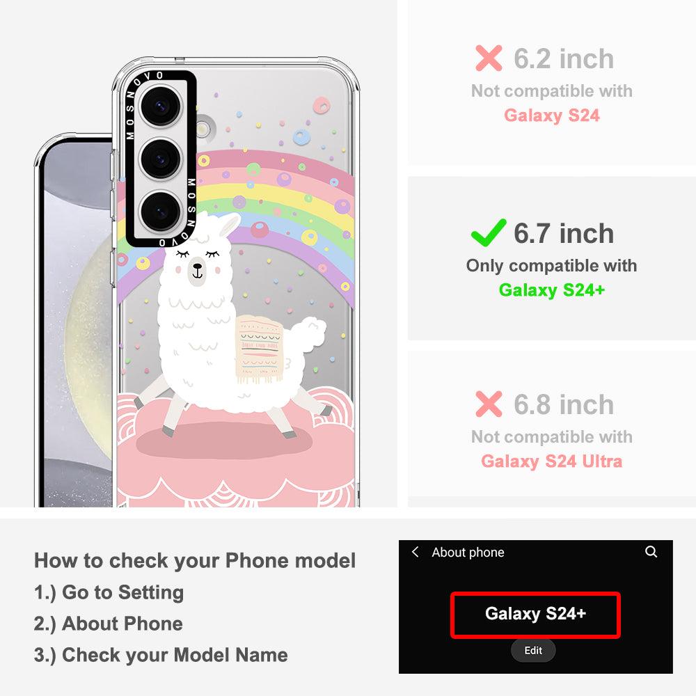 Pastel Rainbow Llama Phone Case - Samsung Galaxy S24 Plus Case - MOSNOVO