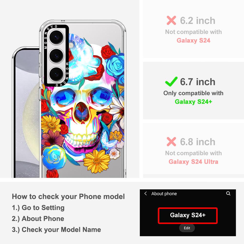 Sugar Flower Skull Phone Case - Samsung Galaxy S24 Plus Case - MOSNOVO