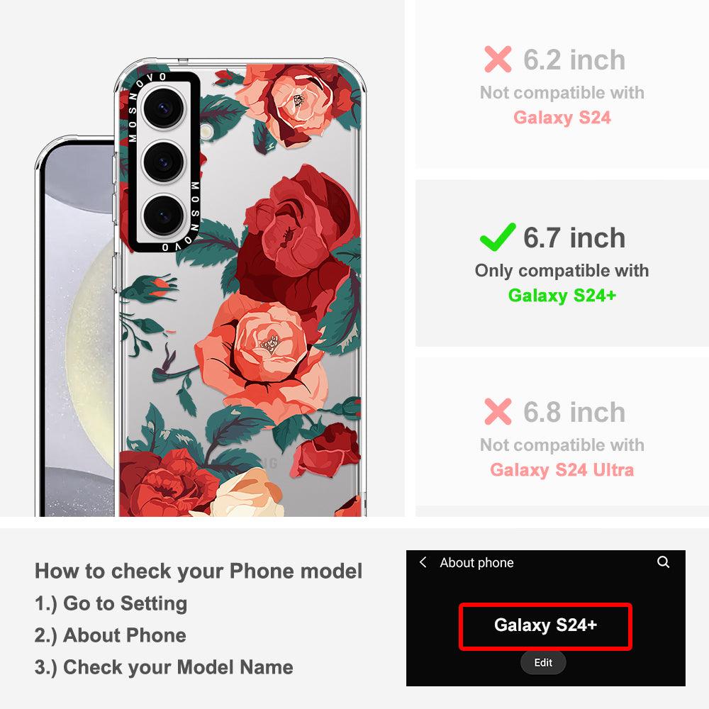 Vintage Red Rose Phone Case - Samsung Galaxy S24 Plus Case - MOSNOVO