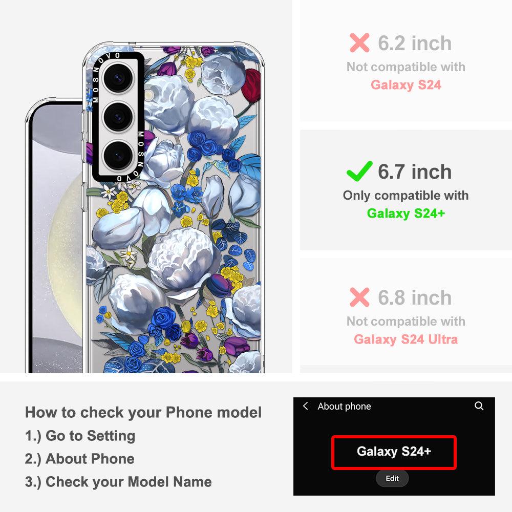 Purple Blue Floral Phone Case - Samsung Galaxy S24 Plus Case - MOSNOVO