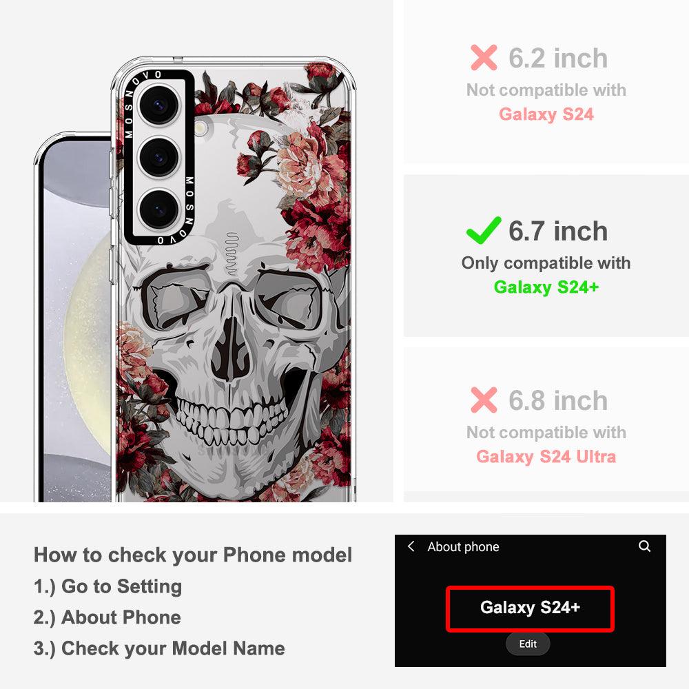 Red Flower Skull Phone Case - Samsung Galaxy S24 Plus Case - MOSNOVO