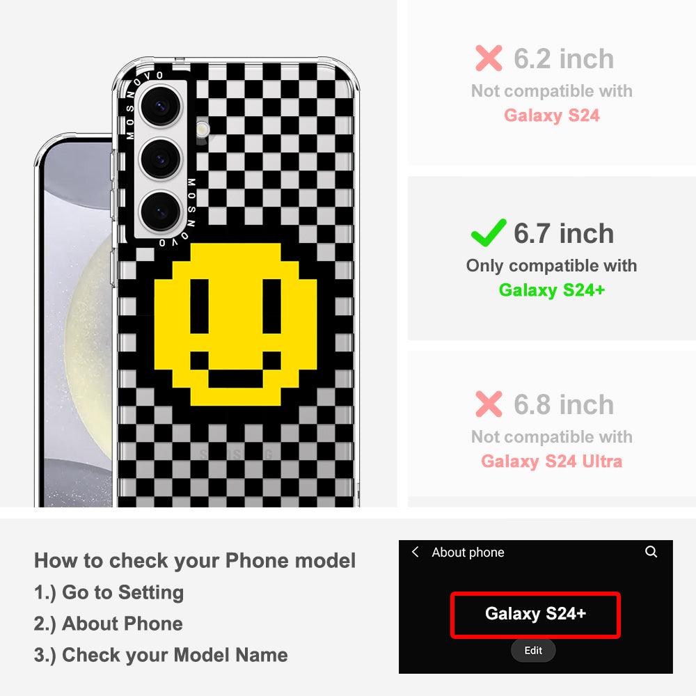 Smile Checkered Phone Case - Samsung Galaxy S24 Plus Case