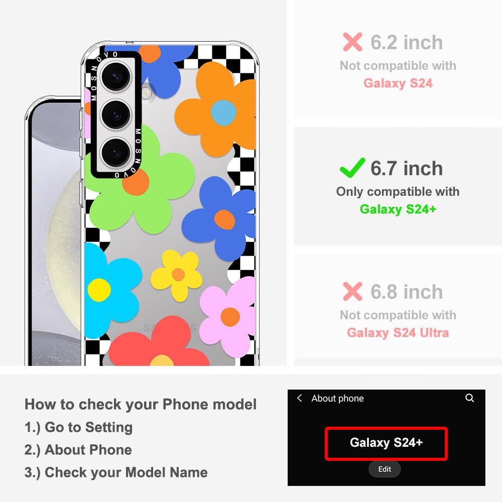 60's Checkered Floral Phone Case - Samsung Galaxy S24 Plus Case