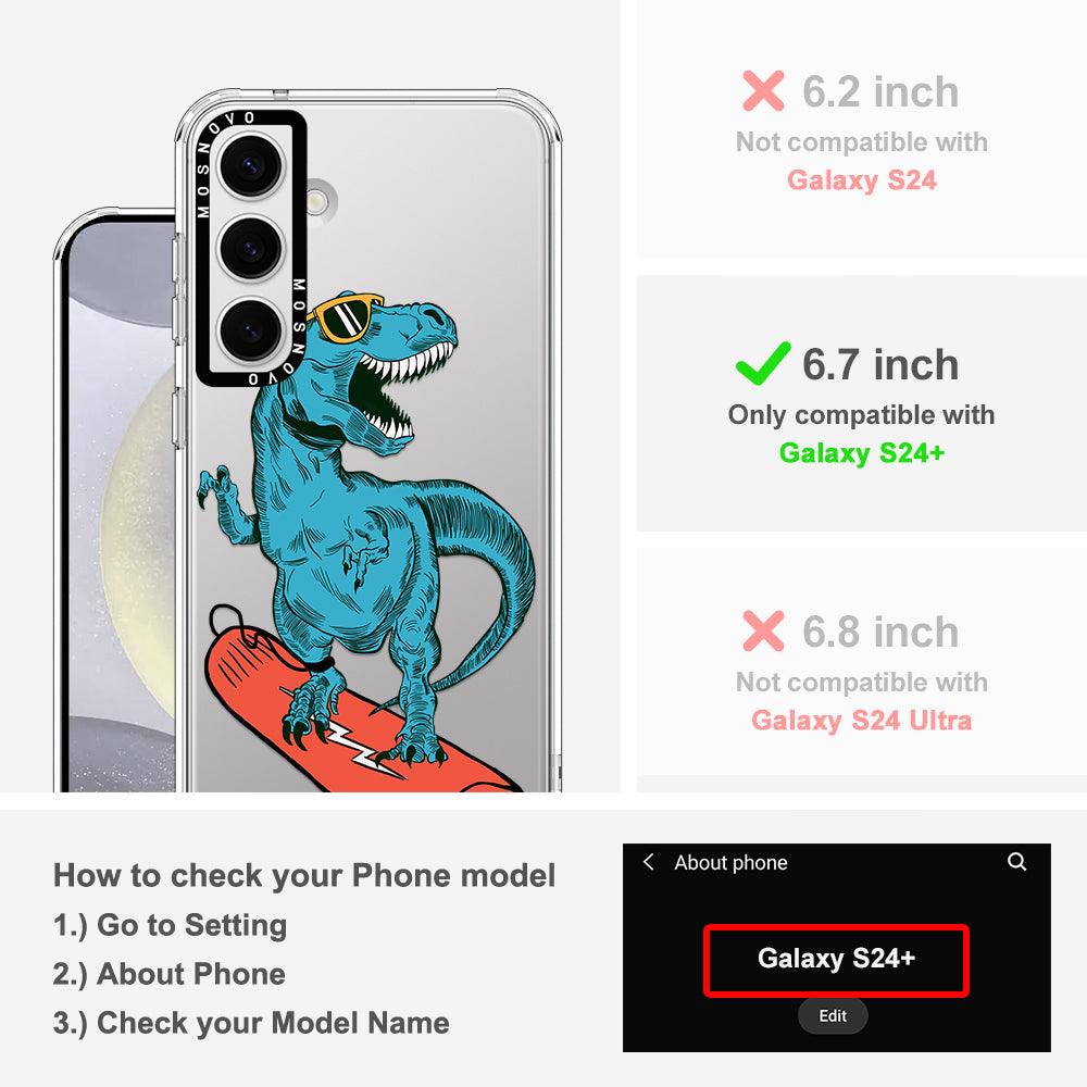 Surfing Dinosaur Phone Case - Samsung Galaxy S24 Plus Case - MOSNOVO