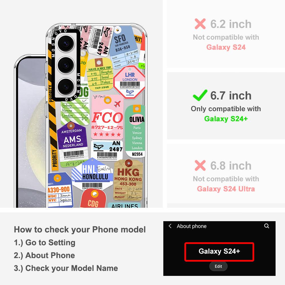 Air Ticket Labels Phone Case - Samsung Galaxy S24 Plus Case - MOSNOVO