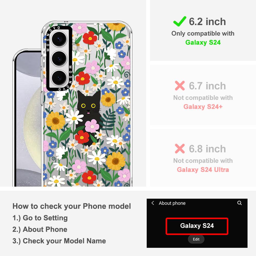 Black Cat in Garden Phone Case - Samsung Galaxy S24 Case - MOSNOVO
