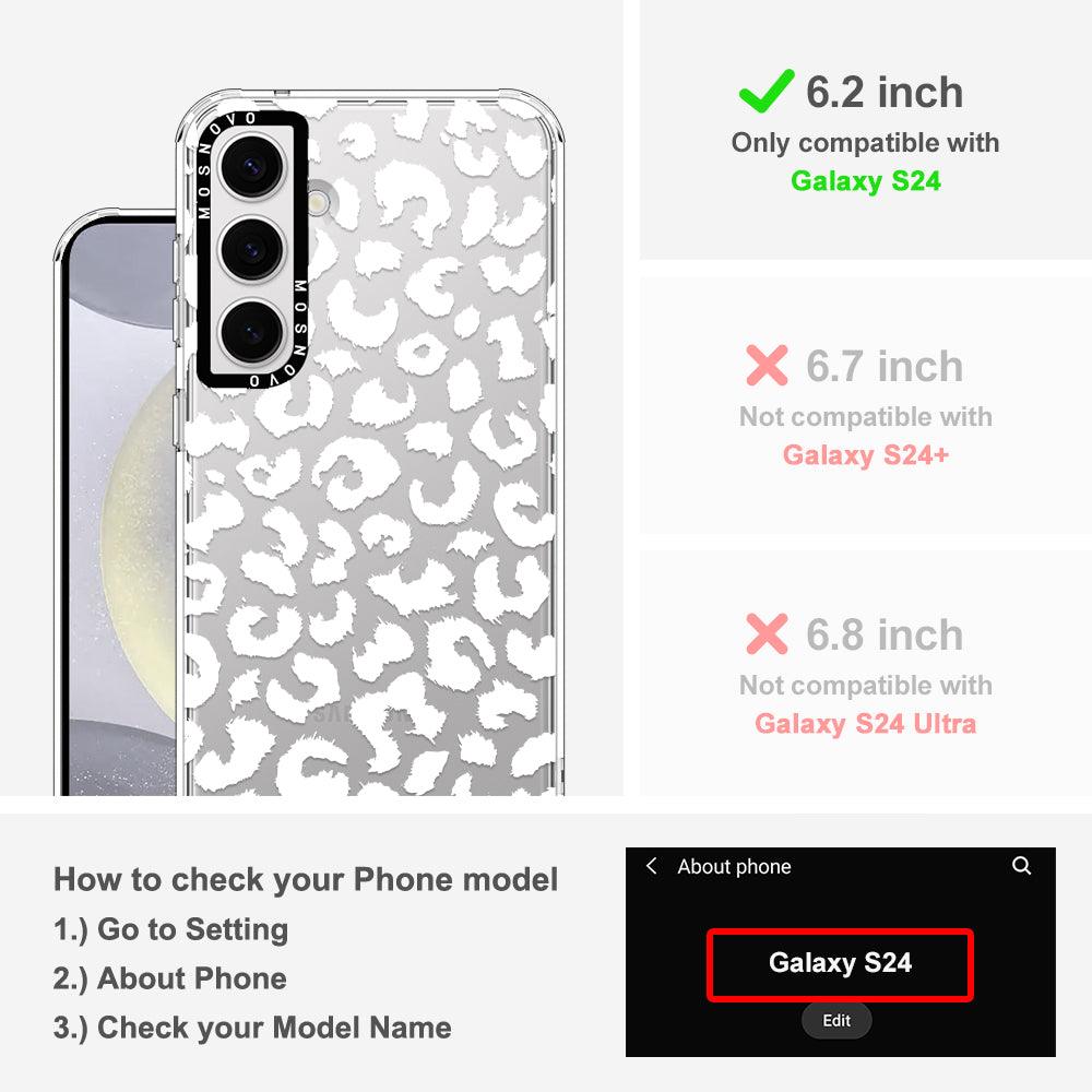 White Leopard Print Phone Case - Samsung Galaxy S24 Case - MOSNOVO