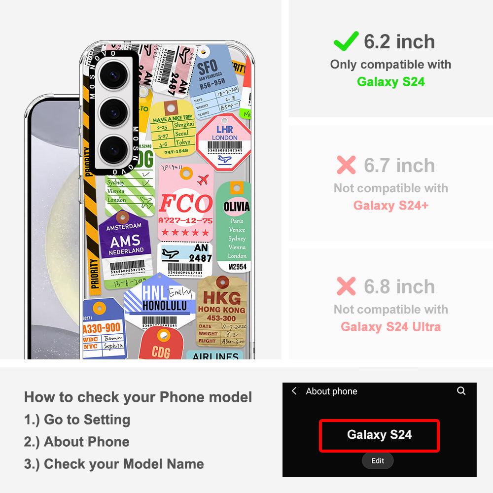 Air Ticket Labels Phone Case - Samsung Galaxy S24 Case - MOSNOVO