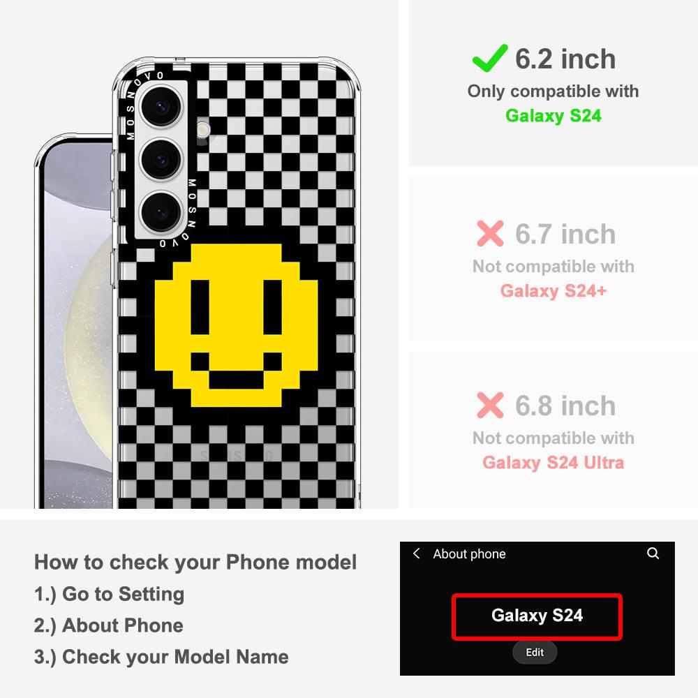 Smile Checkered Phone Case - Samsung Galaxy S24 Case