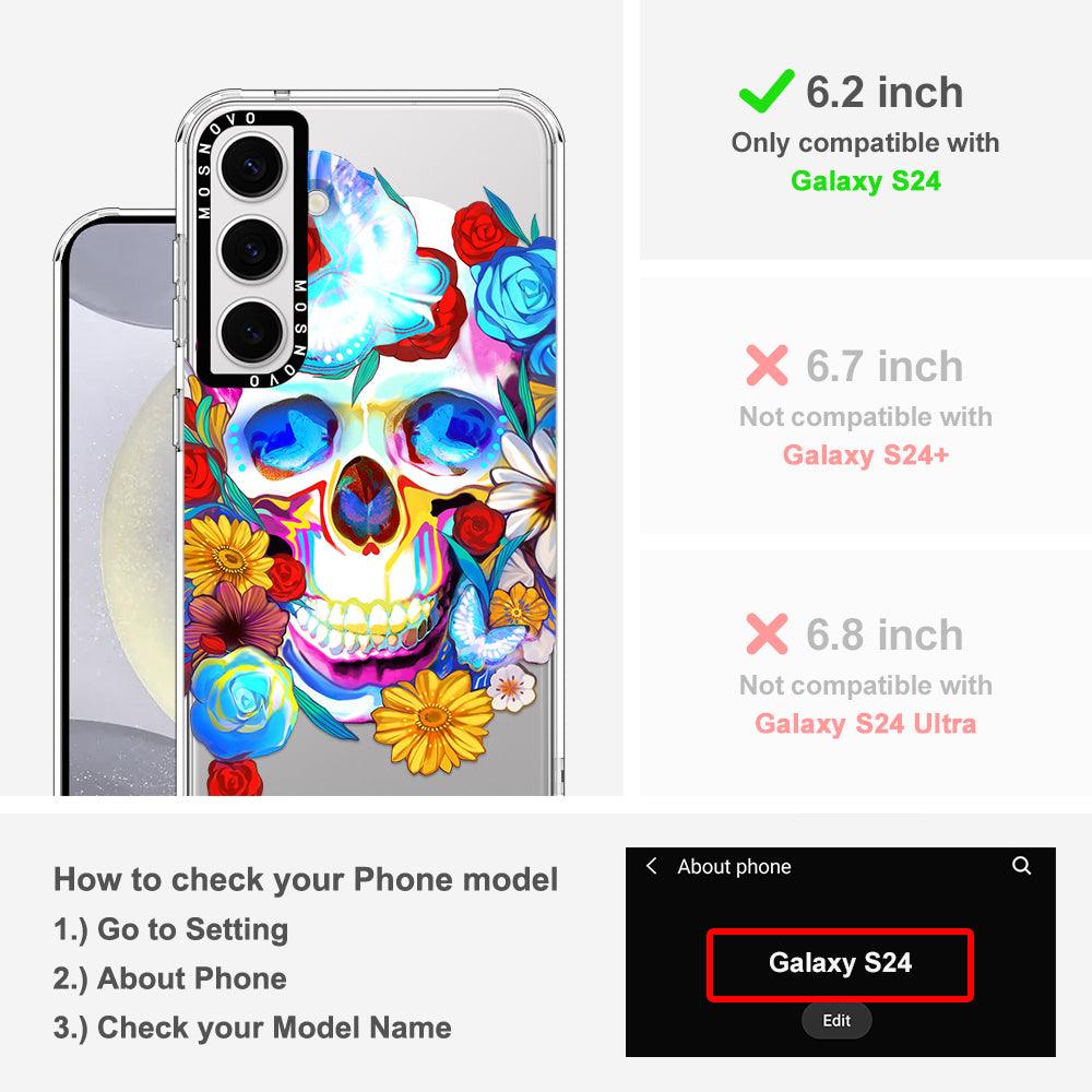 Sugar Flower Skull Phone Case - Samsung Galaxy S24 Case - MOSNOVO