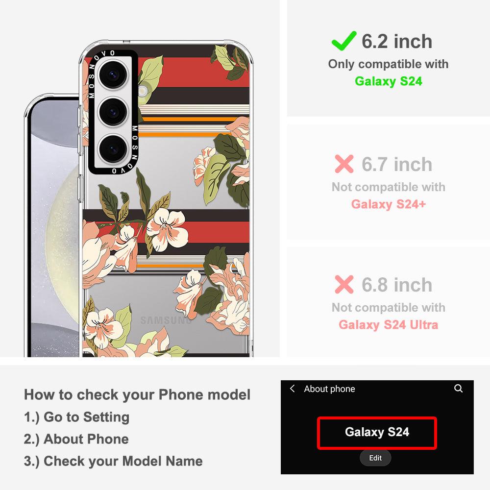 Classic Stripes Floral Phone Case - Samsung Galaxy S24 Case - MOSNOVO