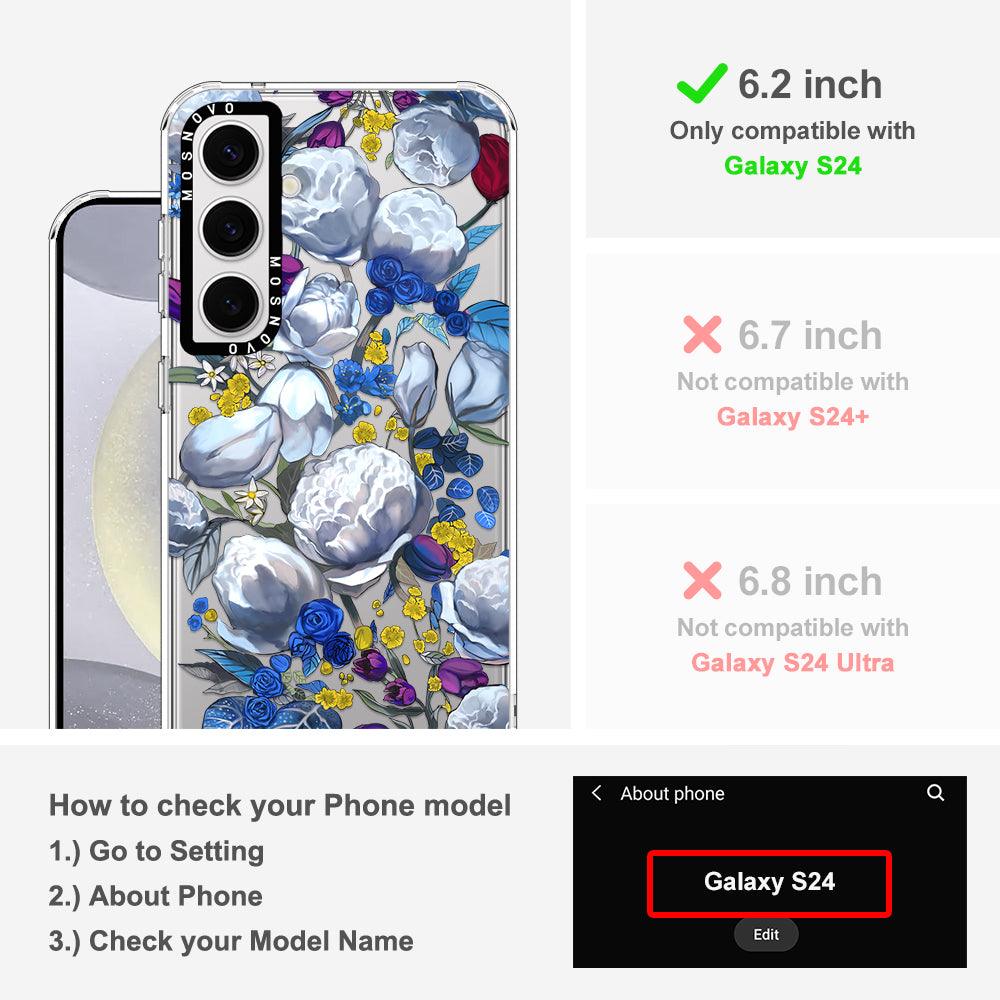 Purple Blue Floral Phone Case - Samsung Galaxy S24 Case - MOSNOVO