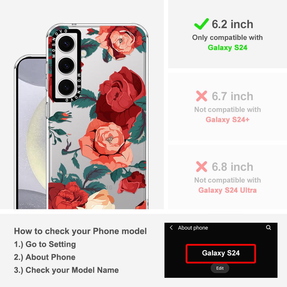 Vintage Red Rose Phone Case - Samsung Galaxy S24 Case - MOSNOVO