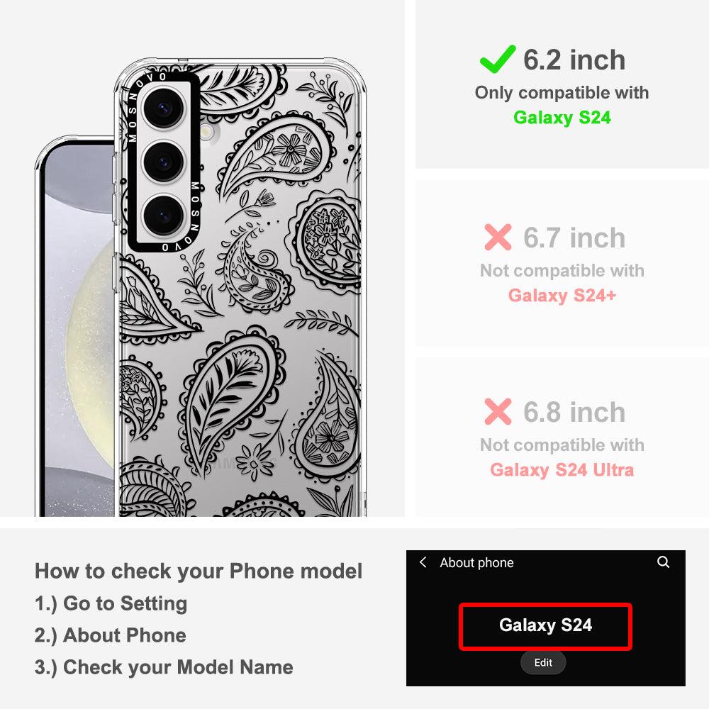 Black Paisley Phone Case - Samsung Galaxy S24 Case - MOSNOVO