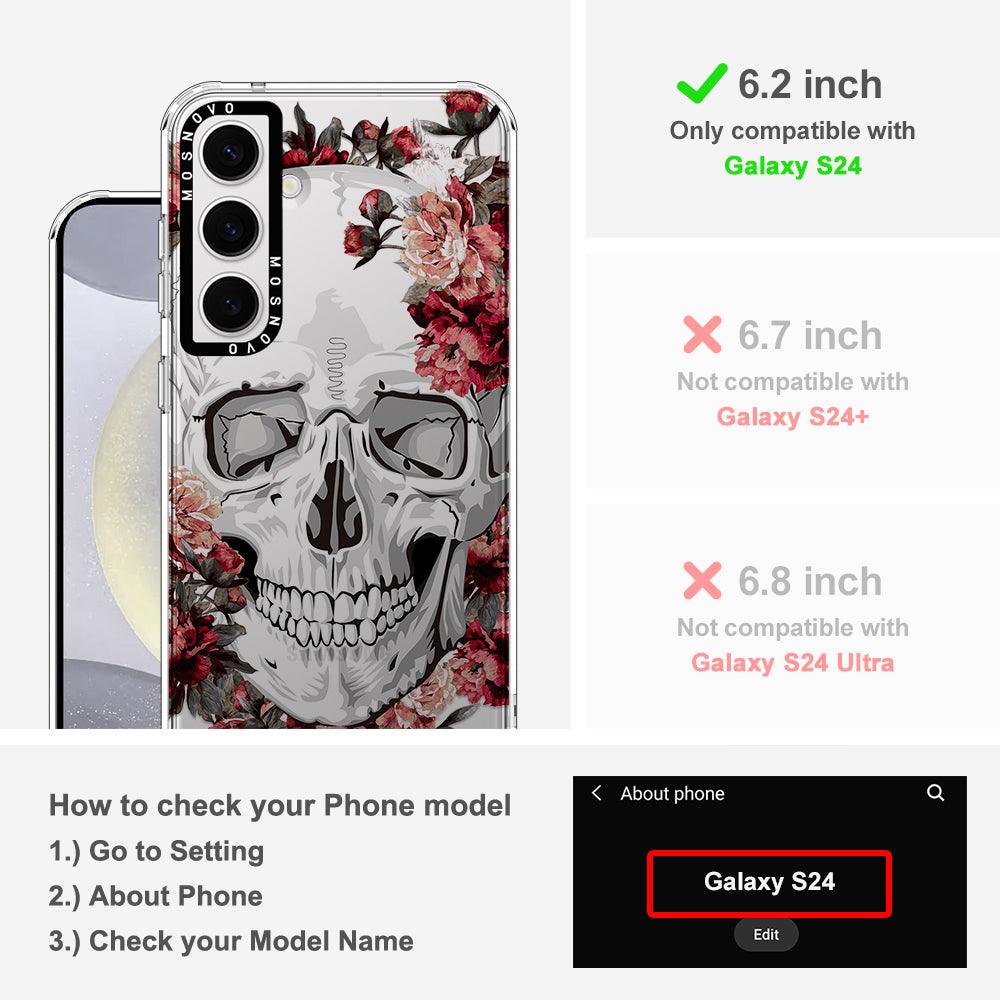 Red Flower Skull Phone Case - Samsung Galaxy S24 Case - MOSNOVO