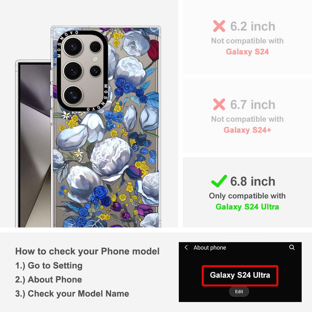 Purple Blue Floral Phone Case - Samsung Galaxy S24 Ultra Case - MOSNOVO