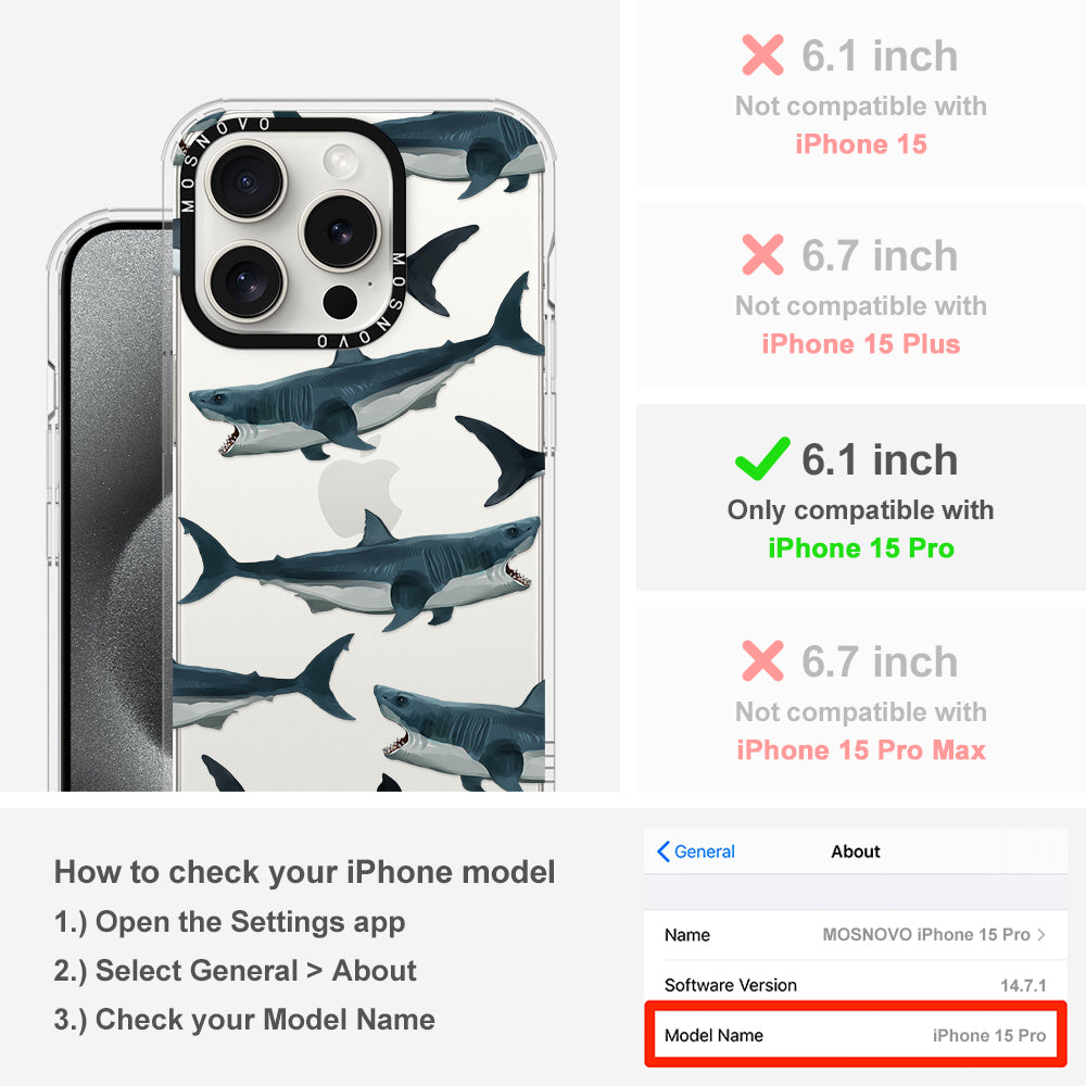 White Shark Phone Case - iPhone 15 Pro Case - MOSNOVO