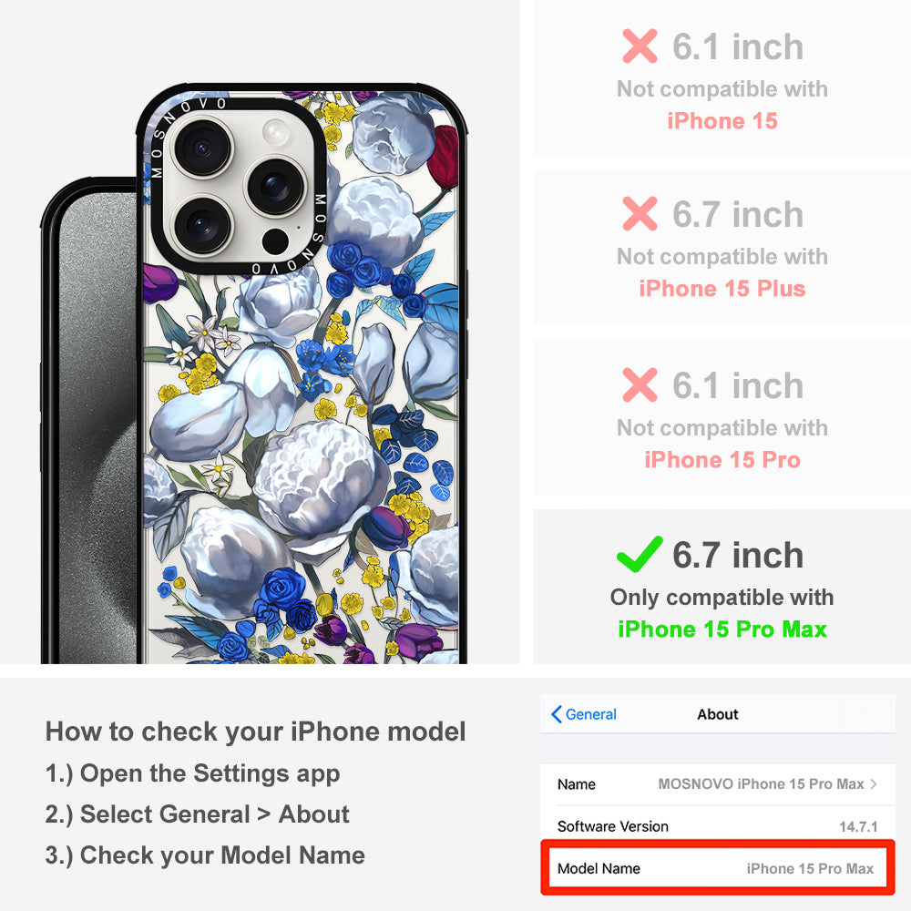Purple Blue Floral Phone Case - iPhone 15 Pro Max Case - MOSNOVO