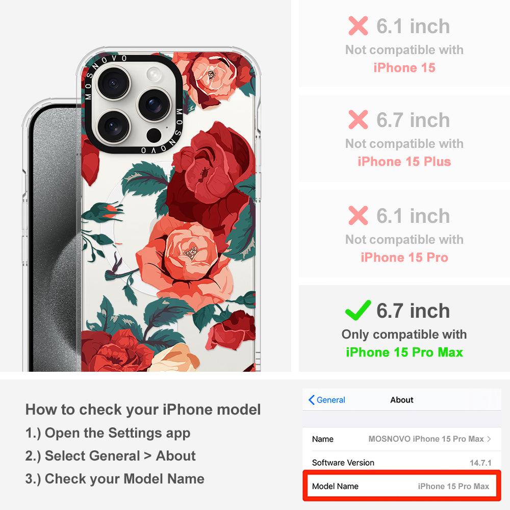 Vintage Red Rose Phone Case - iPhone 15 Pro Max Case - MOSNOVO