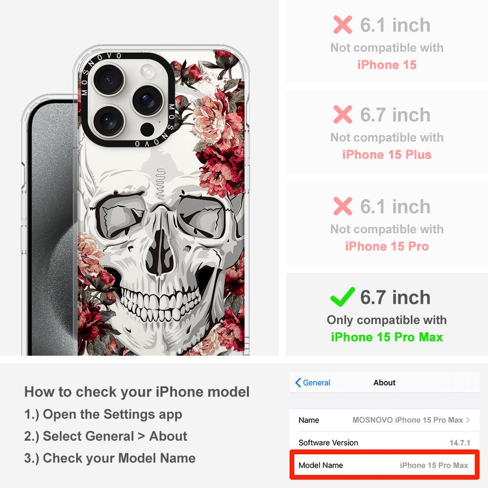 Red Flower Skull Phone Case - iPhone 15 Pro Max Case - MOSNOVO