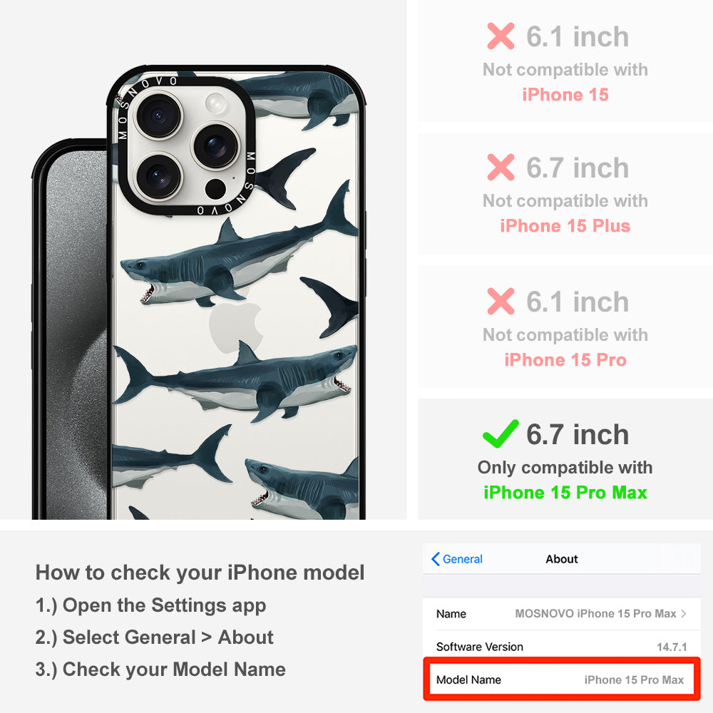 White Shark Phone Case - iPhone 15 Pro Max Case - MOSNOVO