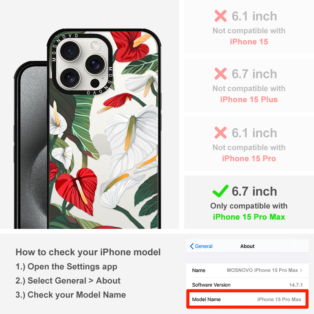Anthurium Phone Case - iPhone 15 Pro Max Case - MOSNOVO