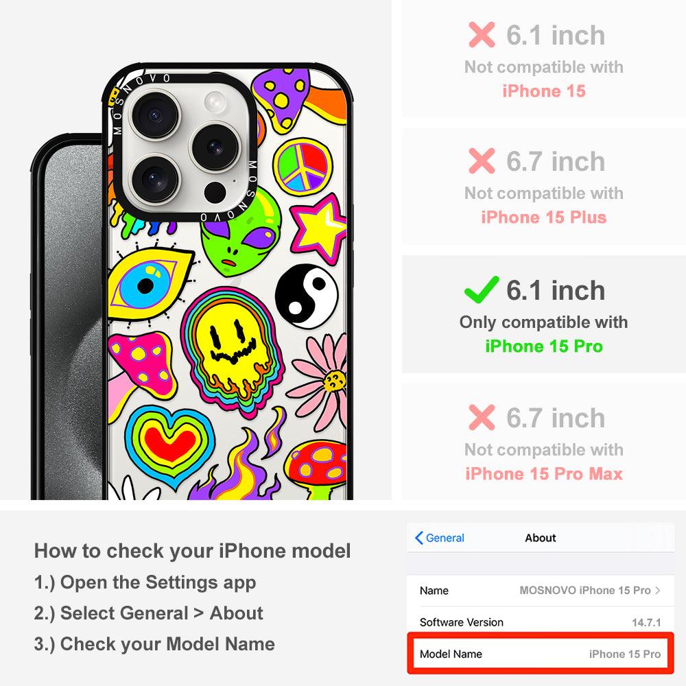 Hippie Rainbow Face Love Phone Case - iPhone 15 Pro Case - MOSNOVO