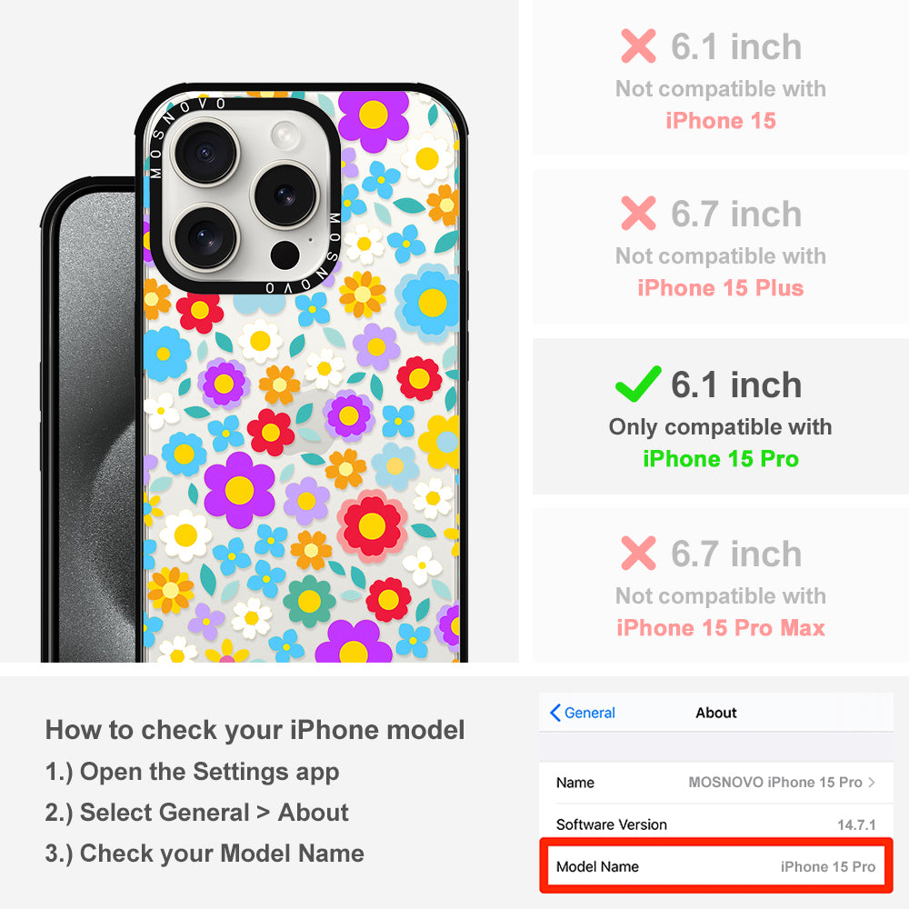 Retro Flower Phone Case - iPhone 15 Pro Case - MOSNOVO