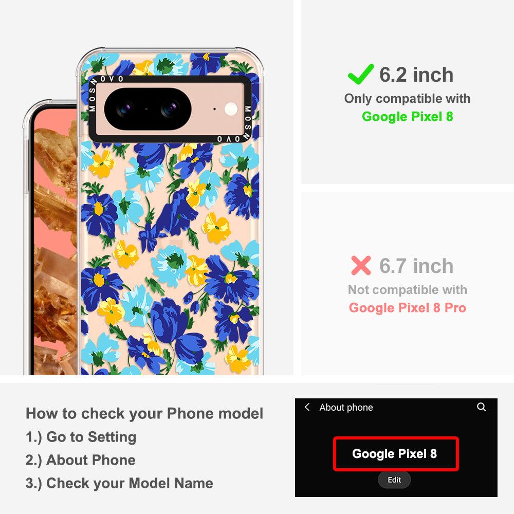 Vintage Blue Floral Phone Case - Google Pixel 8 Case - MOSNOVO