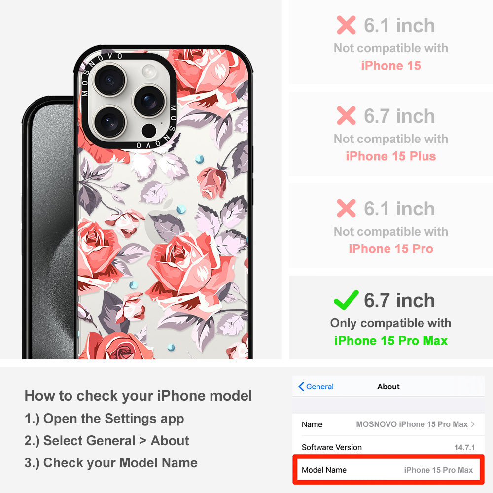 Retro Flower Roses Phone Case - iPhone 15 Pro Max Case - MOSNOVO