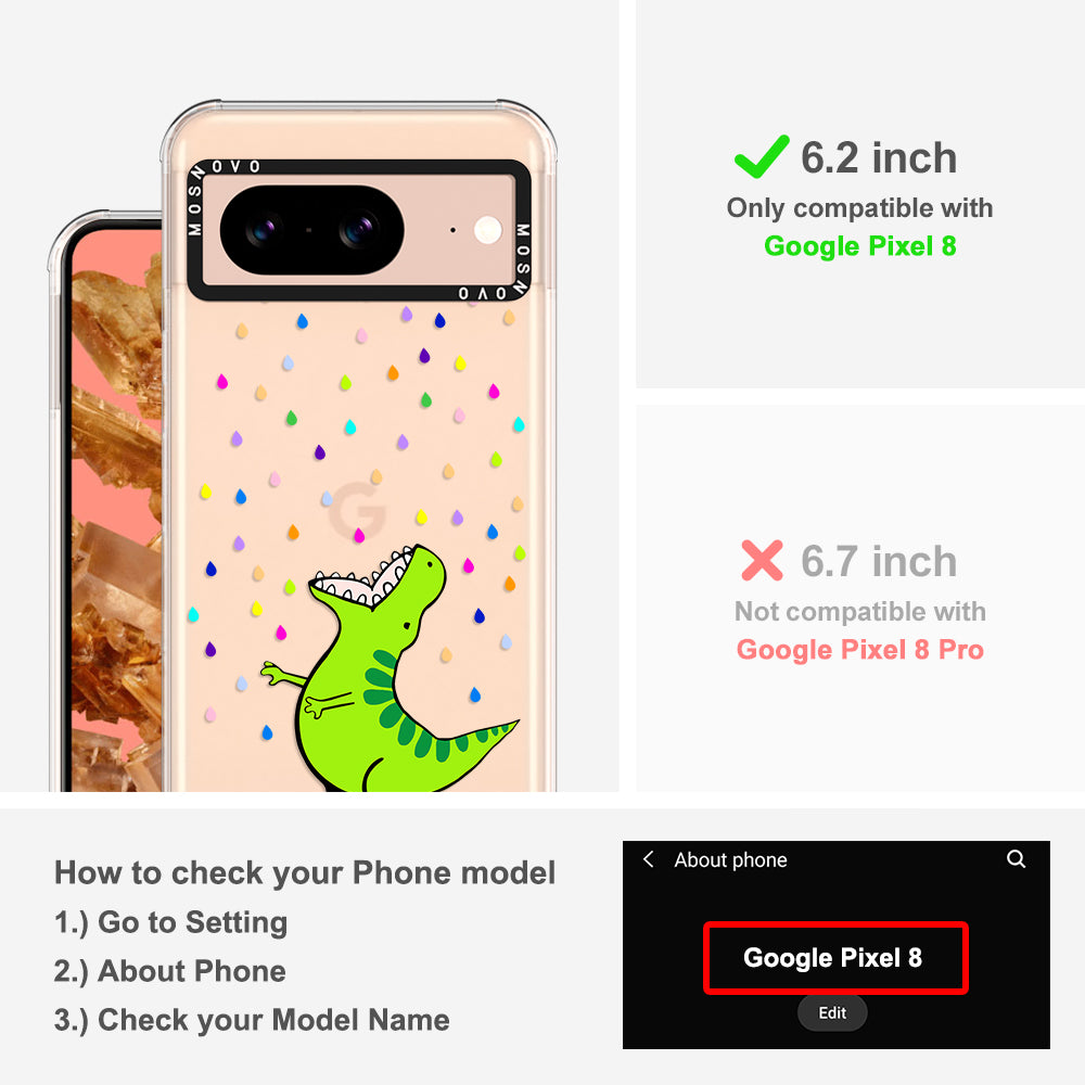 Rainbow Dinosaur Phone Case - Google Pixel 8 Case