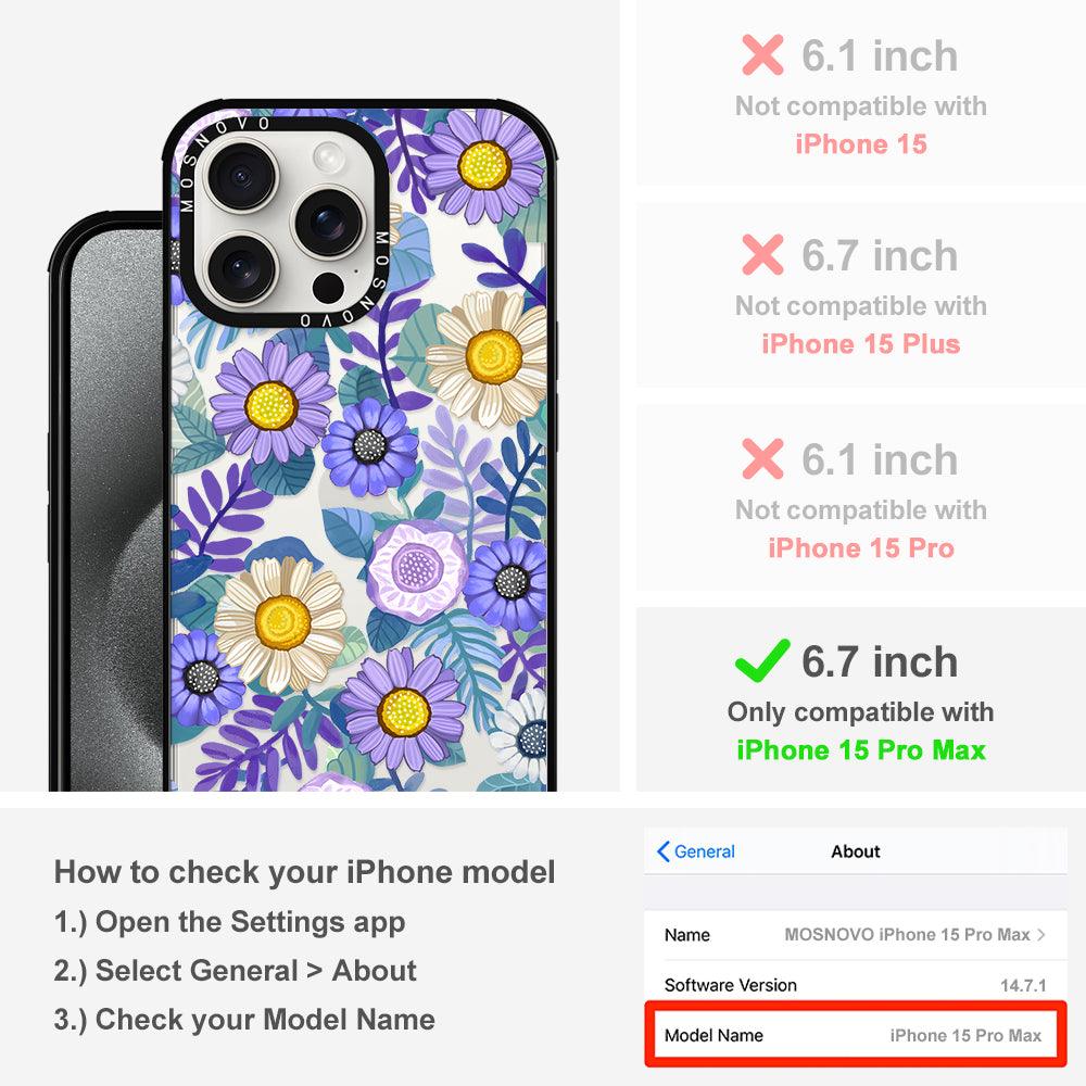 Purple Floral Phone Case - iPhone 15 Pro Max Case - MOSNOVO